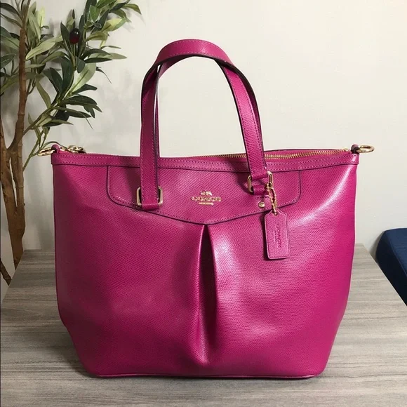 Coach Pink Cranberry Leather Tote (BG1) - Picture 1 of 13